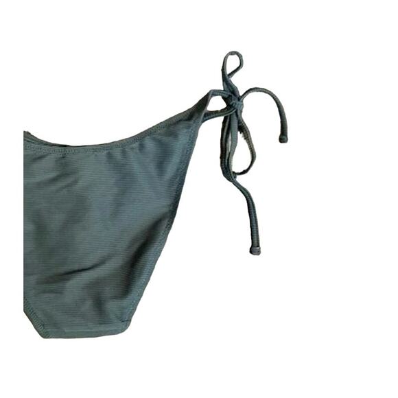 NWT J.Crew Ribbed Curved Waist High Leg Cut Cheeky String Bikini Bottom S Green - Picture 6 of 12
